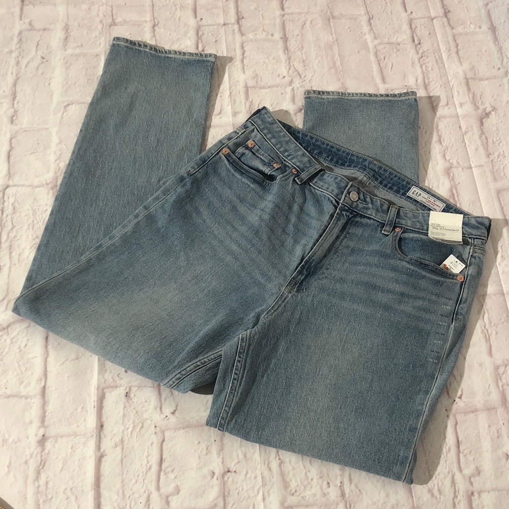 GAP Classic Straight Leg Curvy 90’s Low Stretch Jeans in Faded Blue women’s 16 L